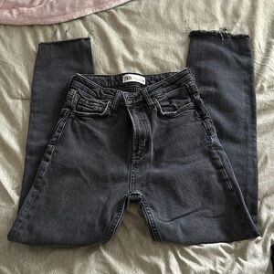 Zara size 2 black denim high waisted straight leg